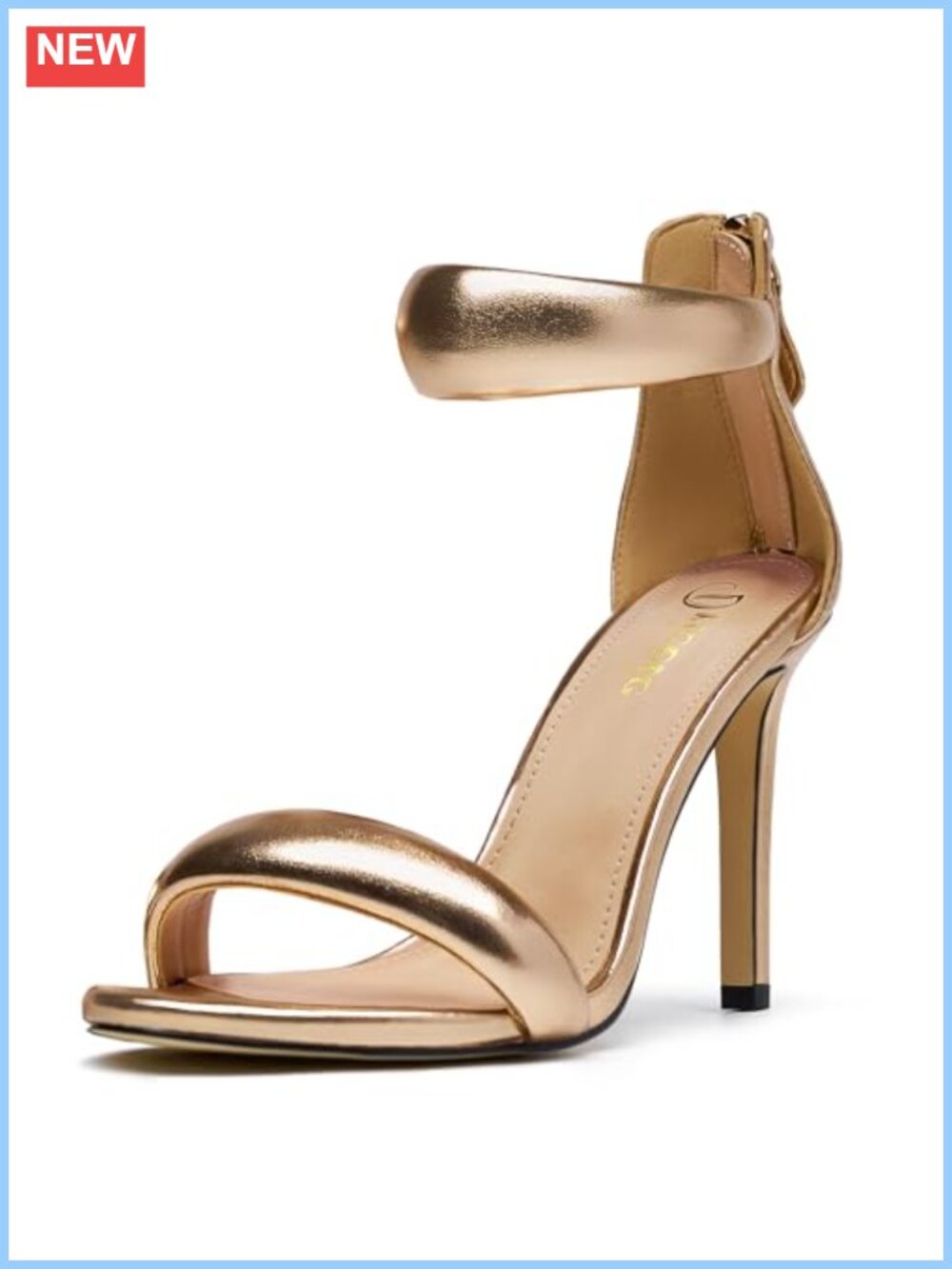 Women's Open Toe Stiletto Heels with Back Zipper Ankle Strap Sandal
